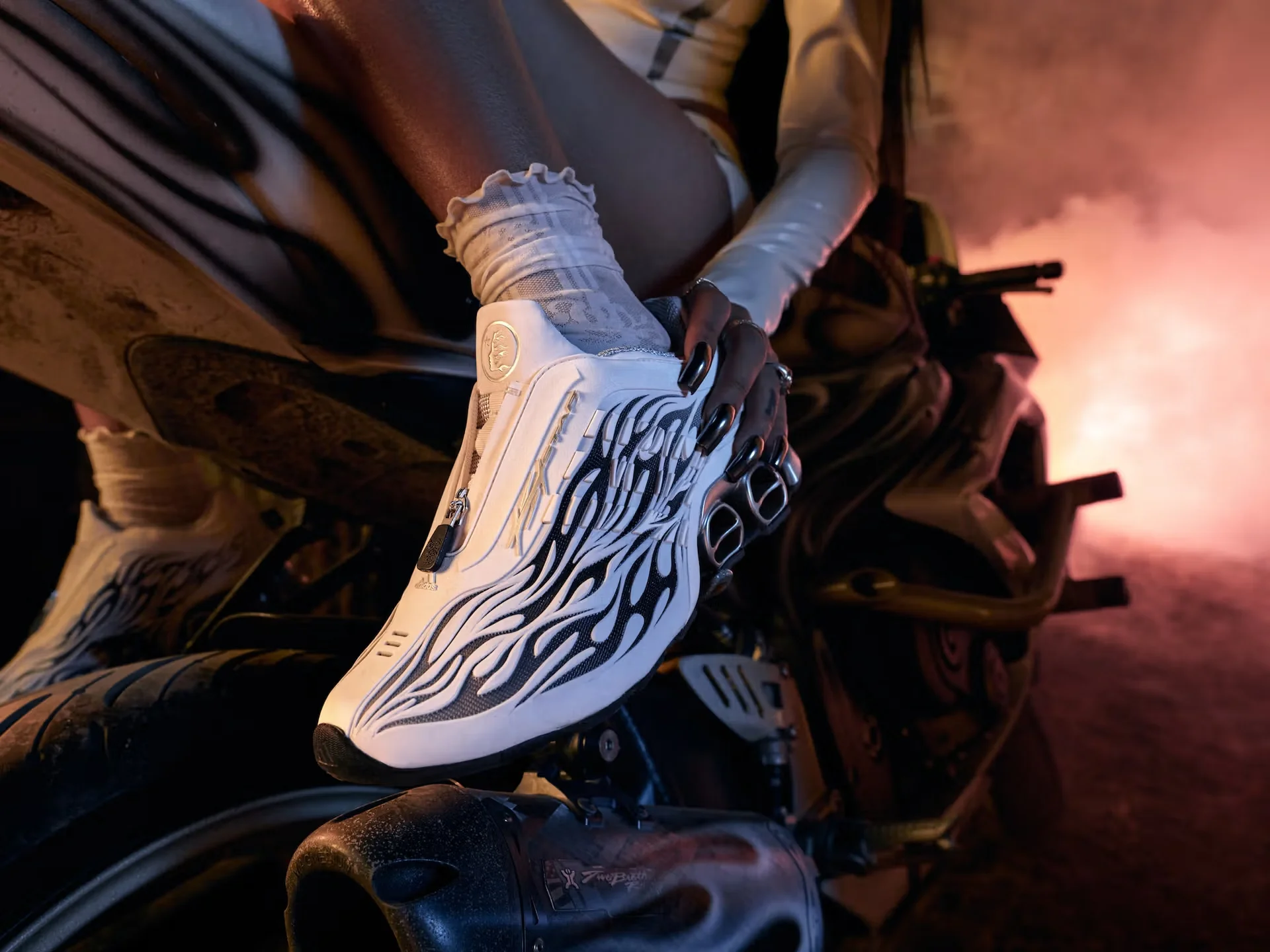 Hellstar X Adidas Megaride S2: Flames In Silver Take Over A Retro Runner